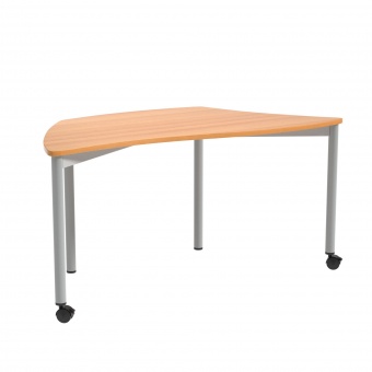 Wellentisch Trapez, 130x65 cm (B/T), fahrbar, (2 Füße mit Rollen), 